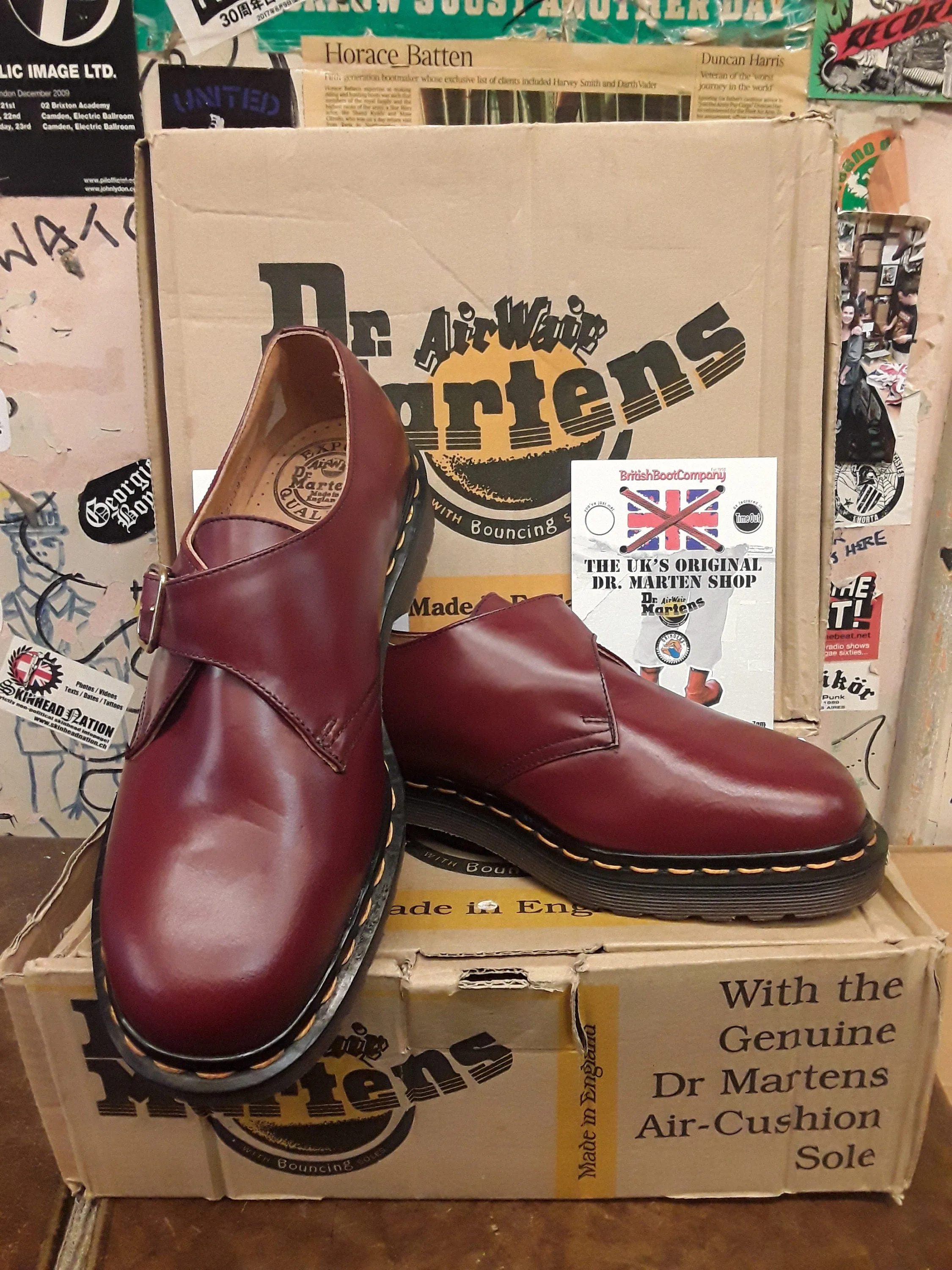 Dr Martens Made in England Export Quality Monk Strap Cherry Red Shoe Size 6 and 7