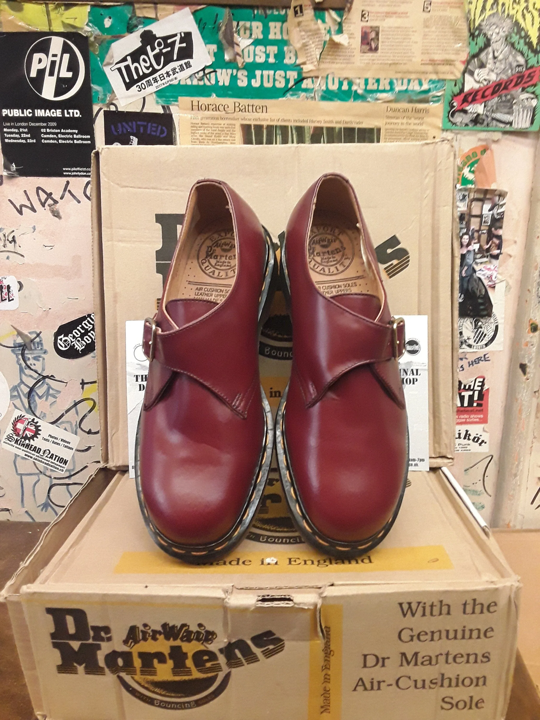 Dr Martens Made in England Export Quality Monk Strap Cherry Red Shoe Size 6 and 7