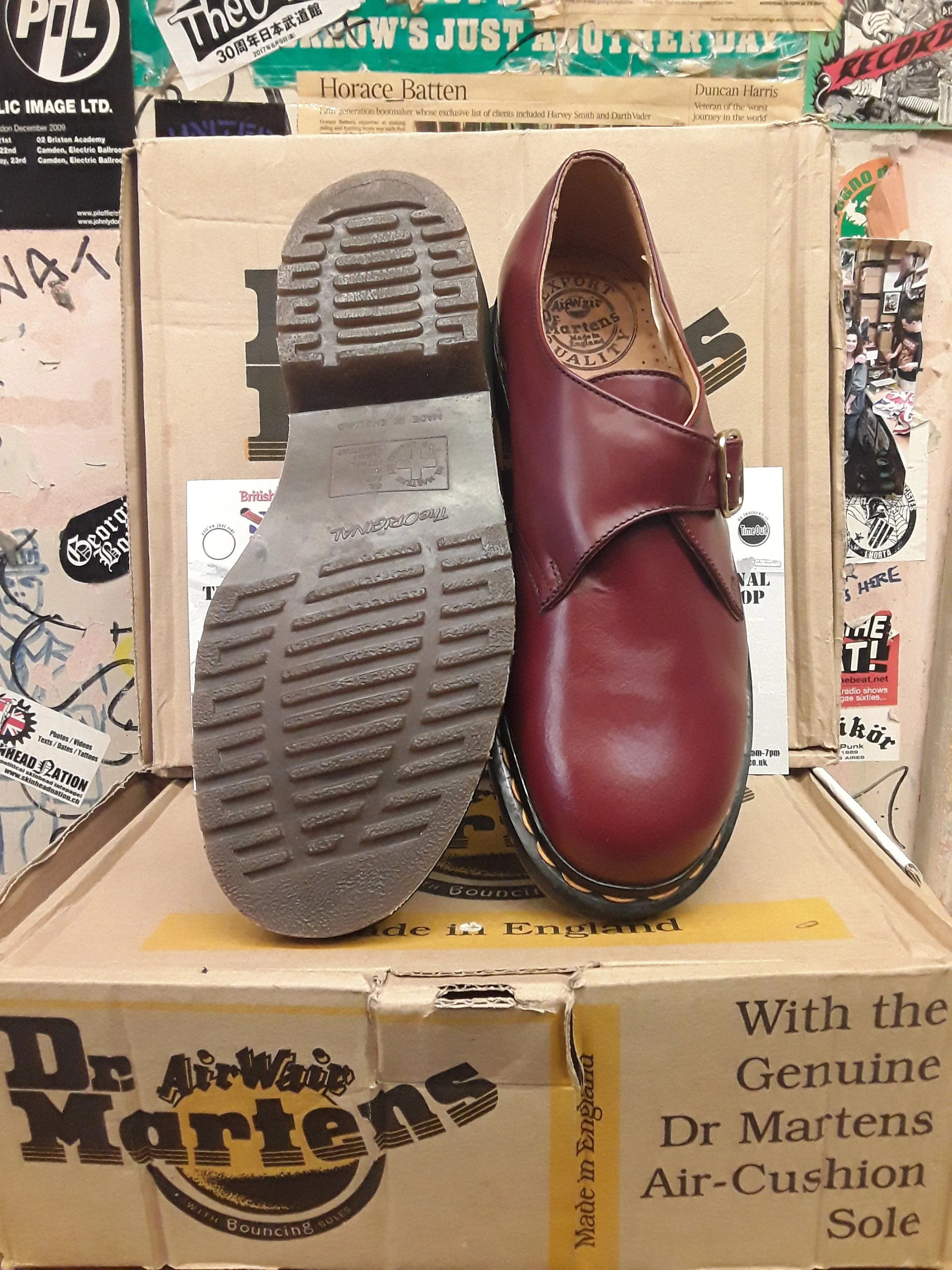 Dr Martens Made in England Export Quality Monk Strap Cherry Red Shoe Size 6 and 7