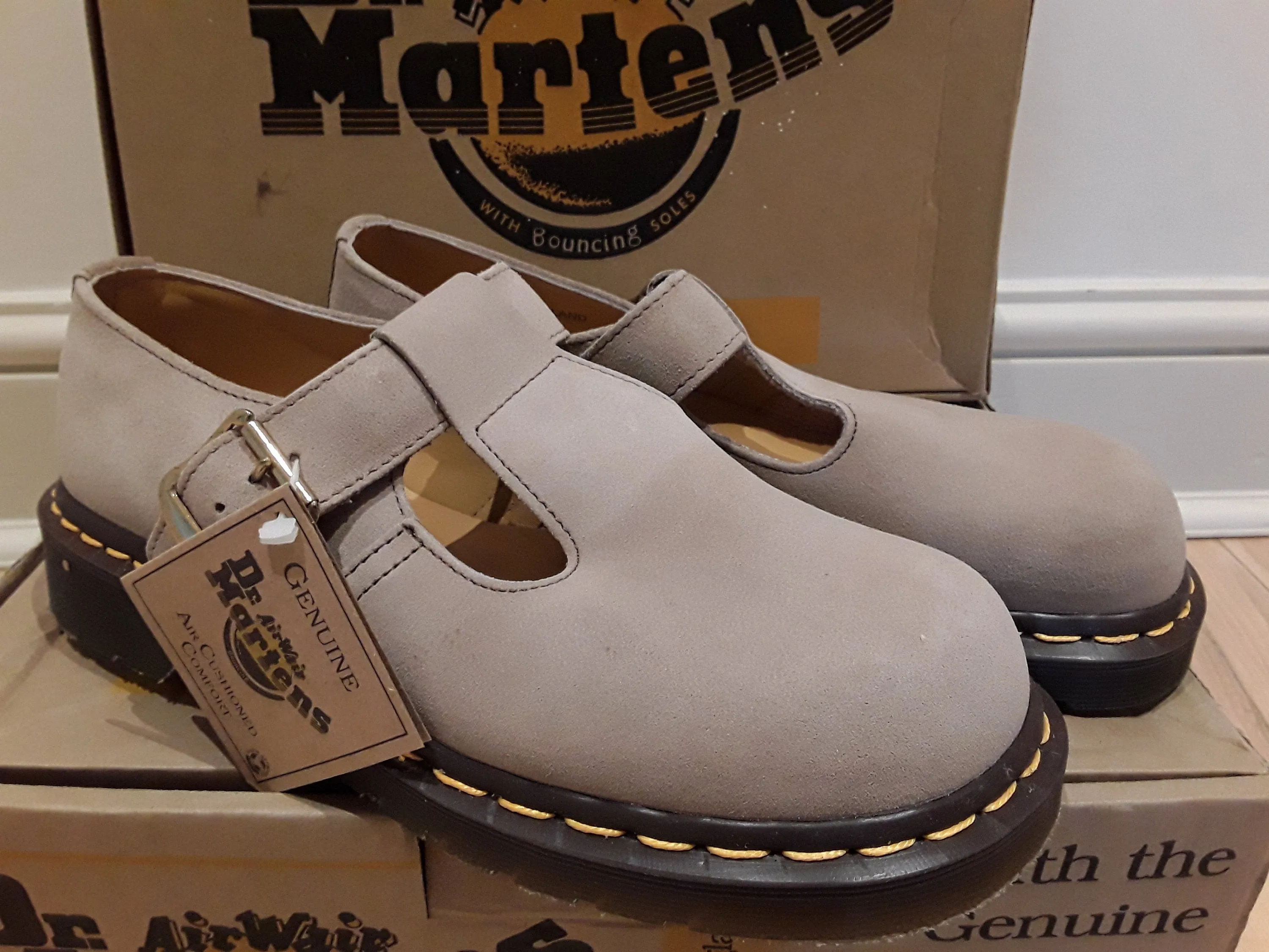 Dr Martens T Bar Mary Janes,  Natural Suede 5027z Made in England .Various sizes