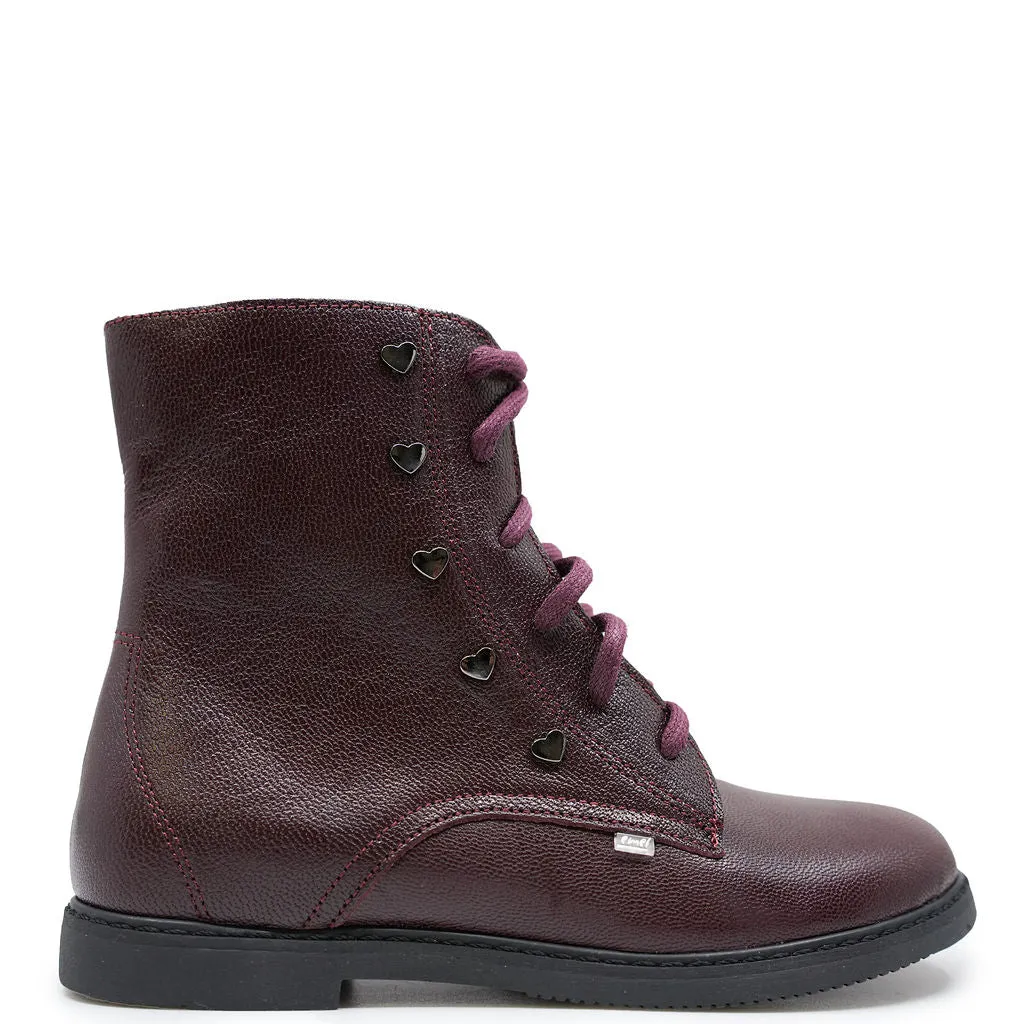 Emel Burgundy Heart Studded Boot