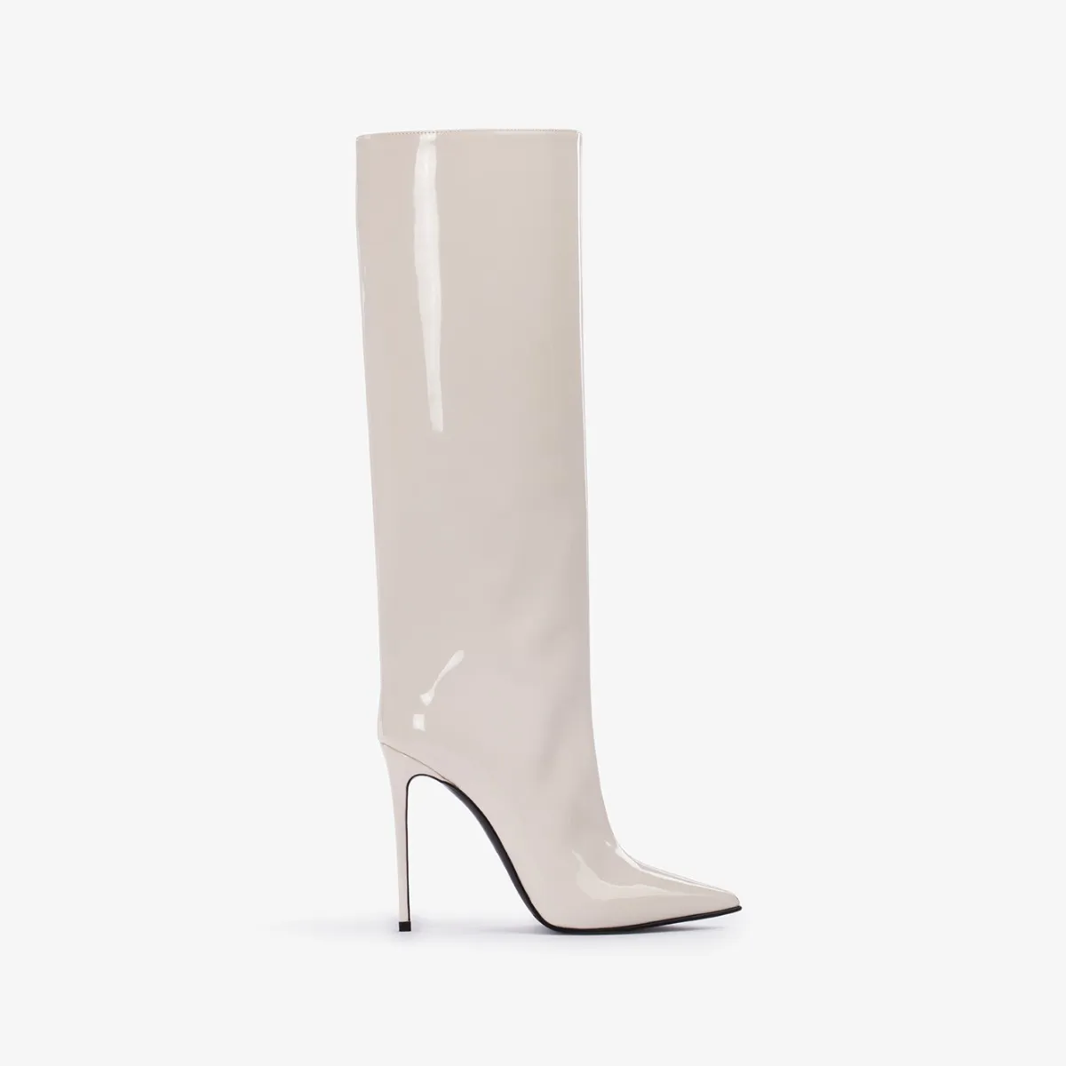 EVA BOOT 120 mm Milk white vinyl knee boot