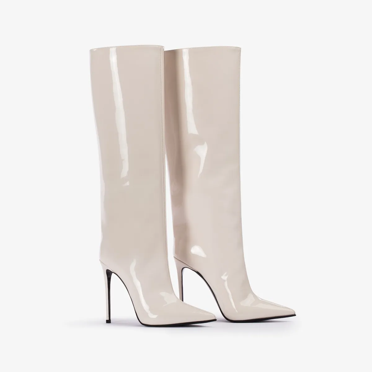 EVA BOOT 120 mm Milk white vinyl knee boot