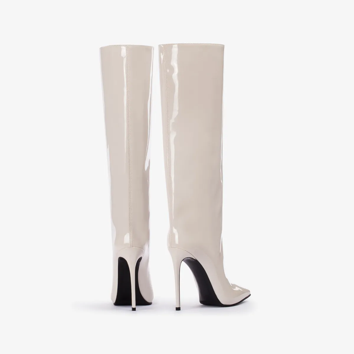 EVA BOOT 120 mm Milk white vinyl knee boot