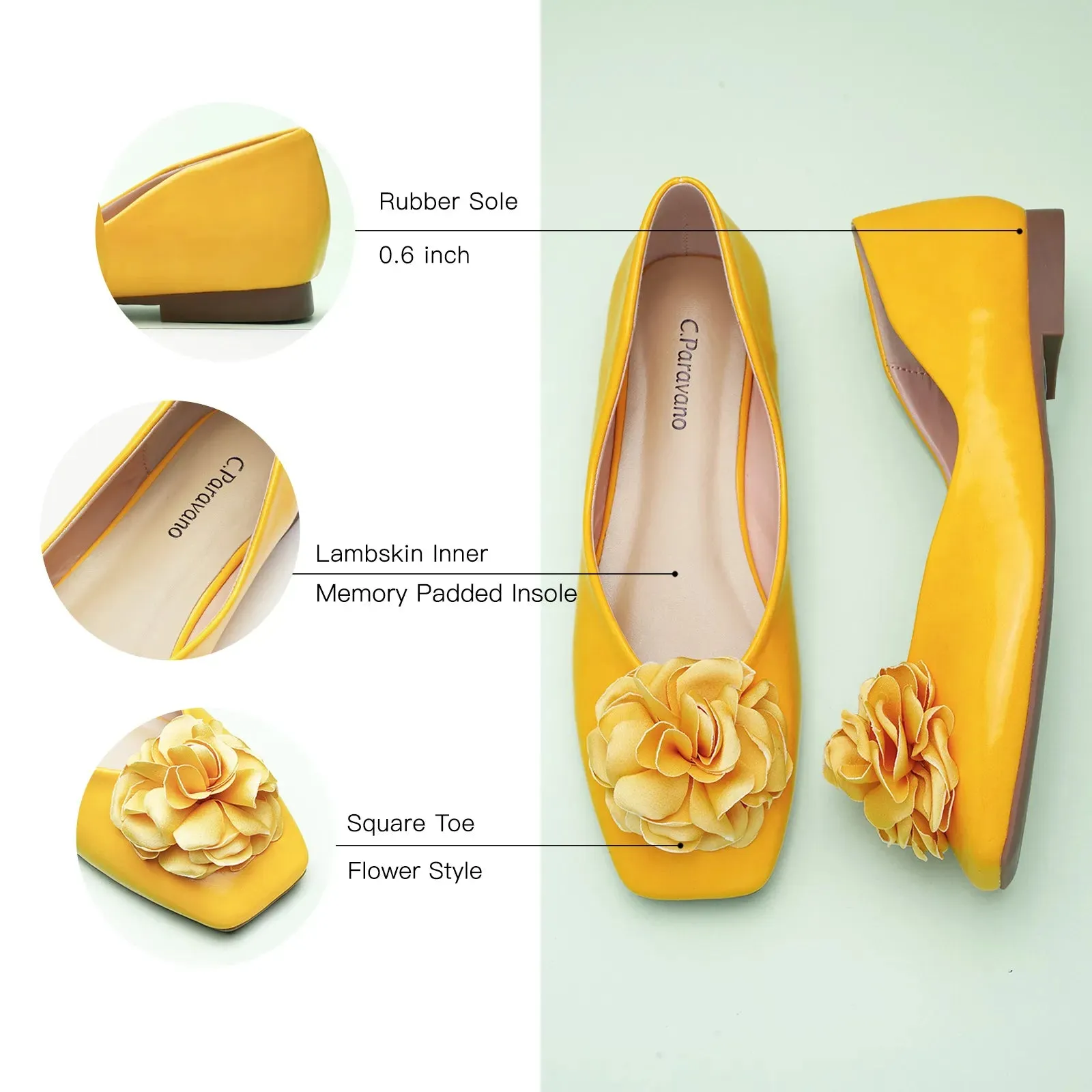 Flower Ballerina Flats (Eva) Yellow