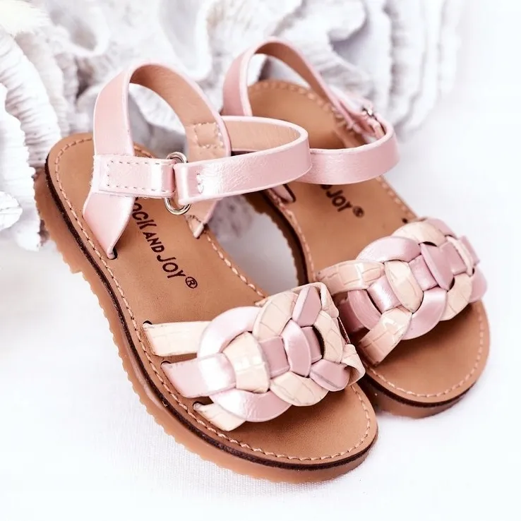 FR1 Children's Sandals With A Snake Pattern Pink Baxlee