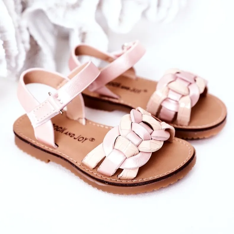 FR1 Children's Sandals With A Snake Pattern Pink Baxlee