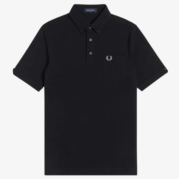 Fred Perry Button Down Polo - Black