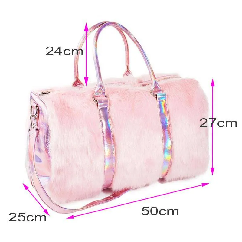 FURRY PINK DELUXE TRAVEL BAG