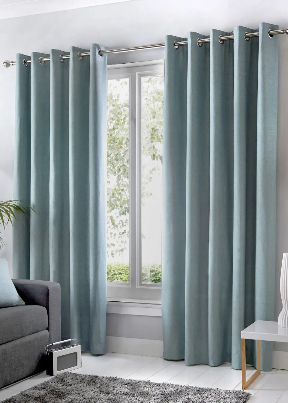 Fusion Sorbonne Blue Eyelet Curtains