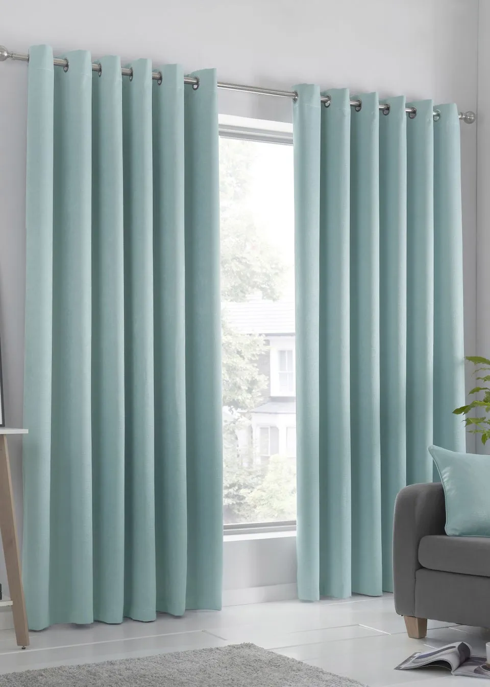 Fusion Strata Dimout Blue Eyelet Curtains