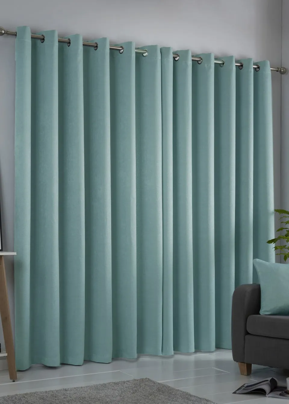 Fusion Strata Dimout Blue Eyelet Curtains