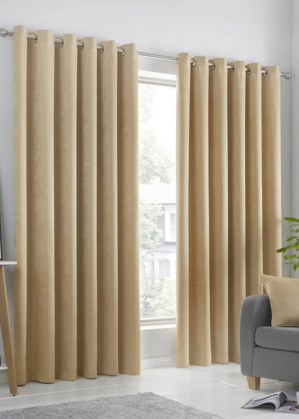 Fusion Strata Dimout Yellow Eyelet Curtains