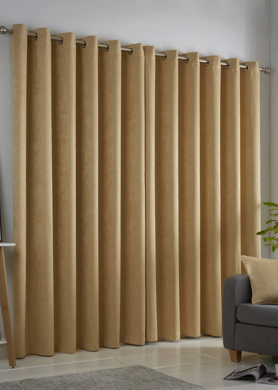 Fusion Strata Dimout Yellow Eyelet Curtains