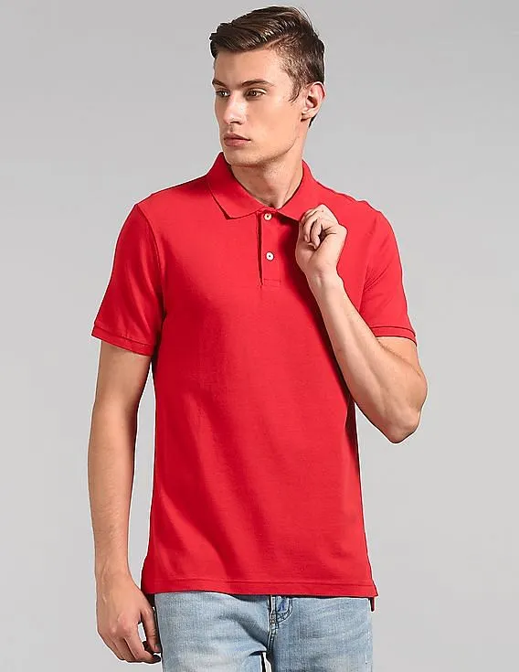 GAP Men Red Solid Pique Polo