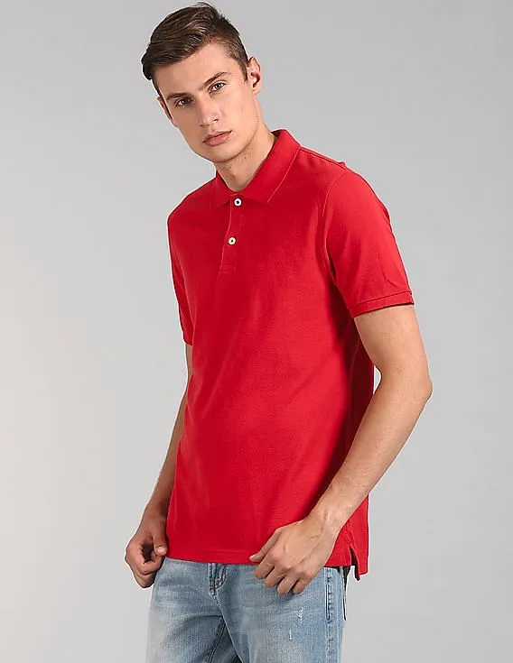 GAP Men Red Solid Pique Polo