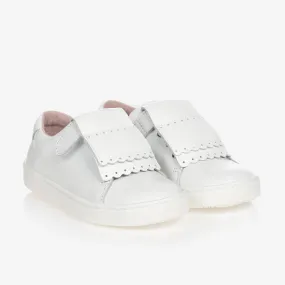 Girls White Leather Trainers