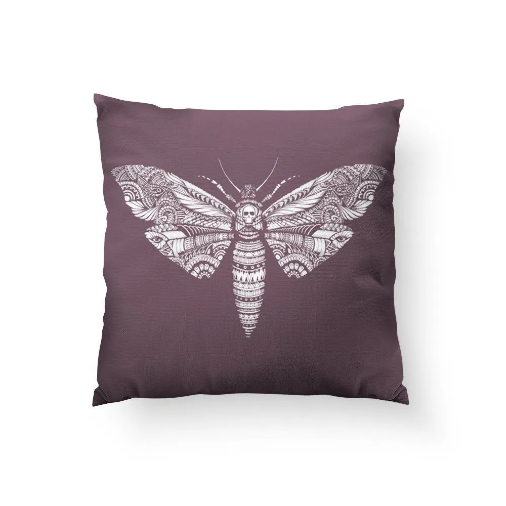 Halloween Pillow, Skull Decor, Halloween Theme, Moth Pillow, Scary Gift, Purple Throw Pillow, Butterfly Art, Spooky Gift, Insect