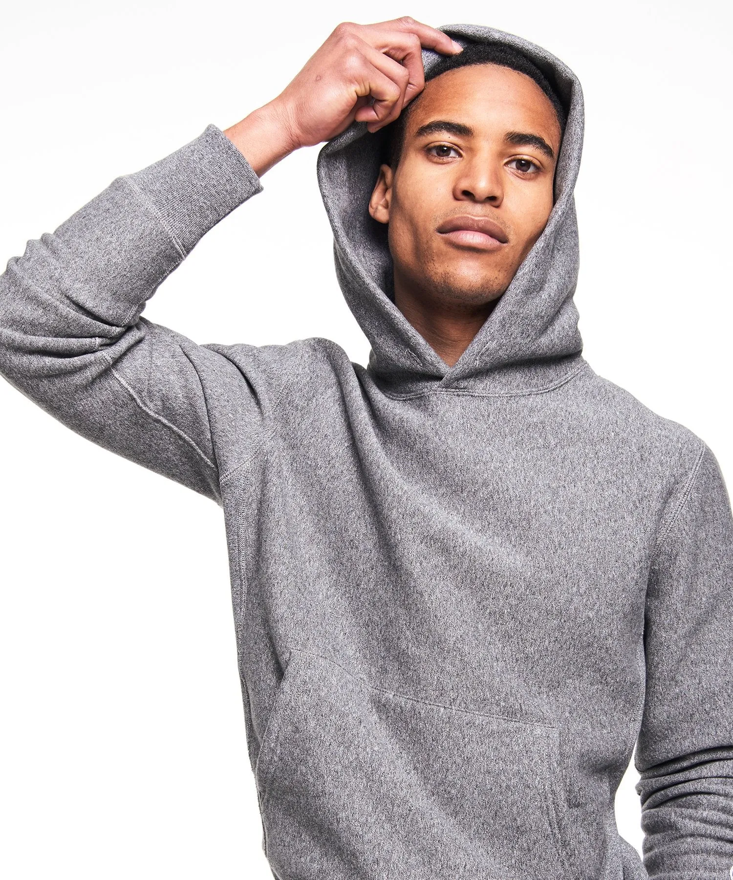 Heavyweight Popover Hoodie Sweatshirt in Salt and Pepper