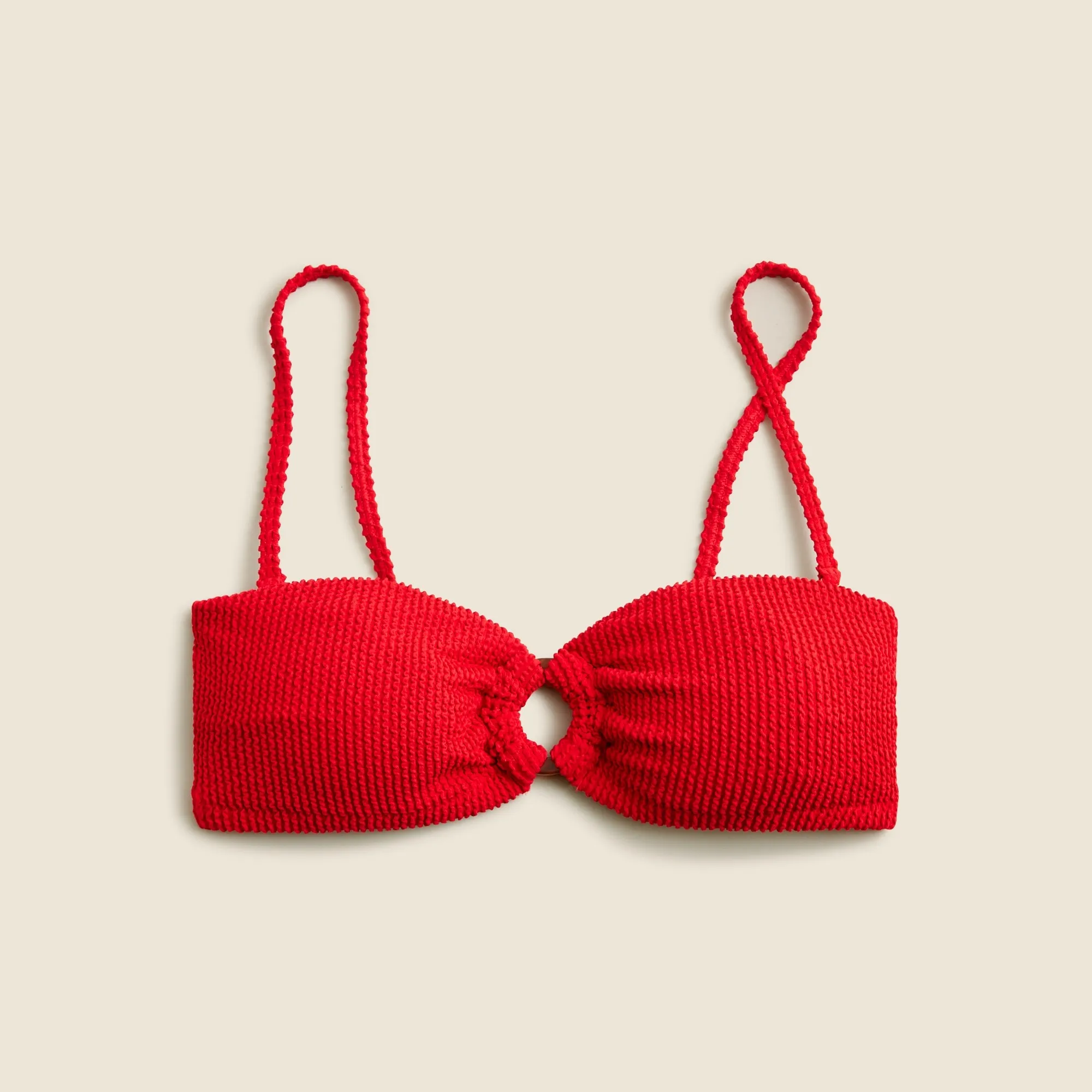 Heritage textured O-ring bandeau bikini top