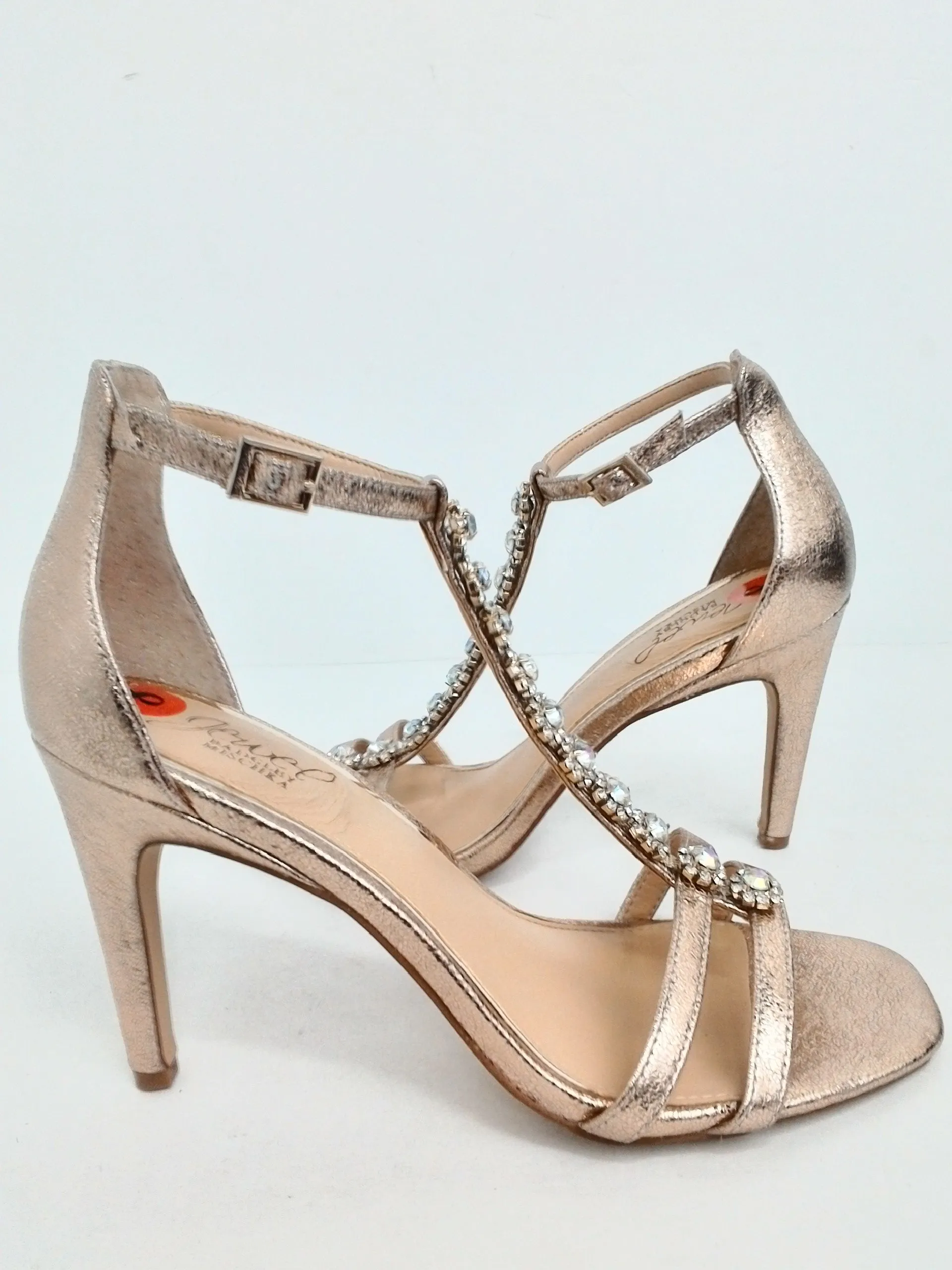 Jewel Badgley Mischka Women's Rose Gold Heeled Sandals Size 8