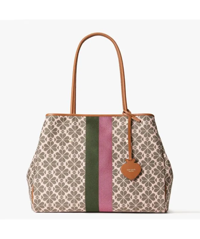 Kate Spade New York Flower Jacquard Everything Stripe Large Tote | Pink Multi