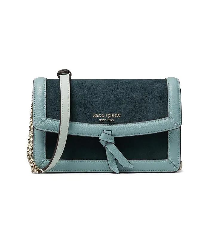 Kate Spade New York Knott Color-Blocked Pebbled Leather and Suede Leather Flap Crossbody