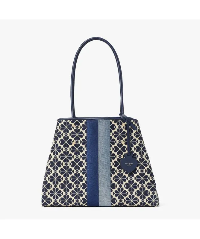 Kate Spade New York Spade Flowers Jacquard Everything Stripe Large Tote|Blue Multi