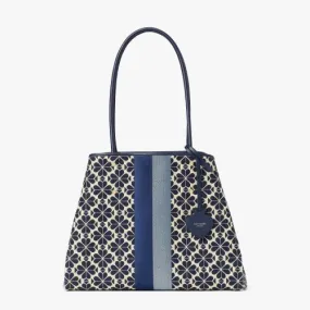 Kate Spade New York Spade Flowers Jacquard Everything Stripe Large Tote|Blue Multi