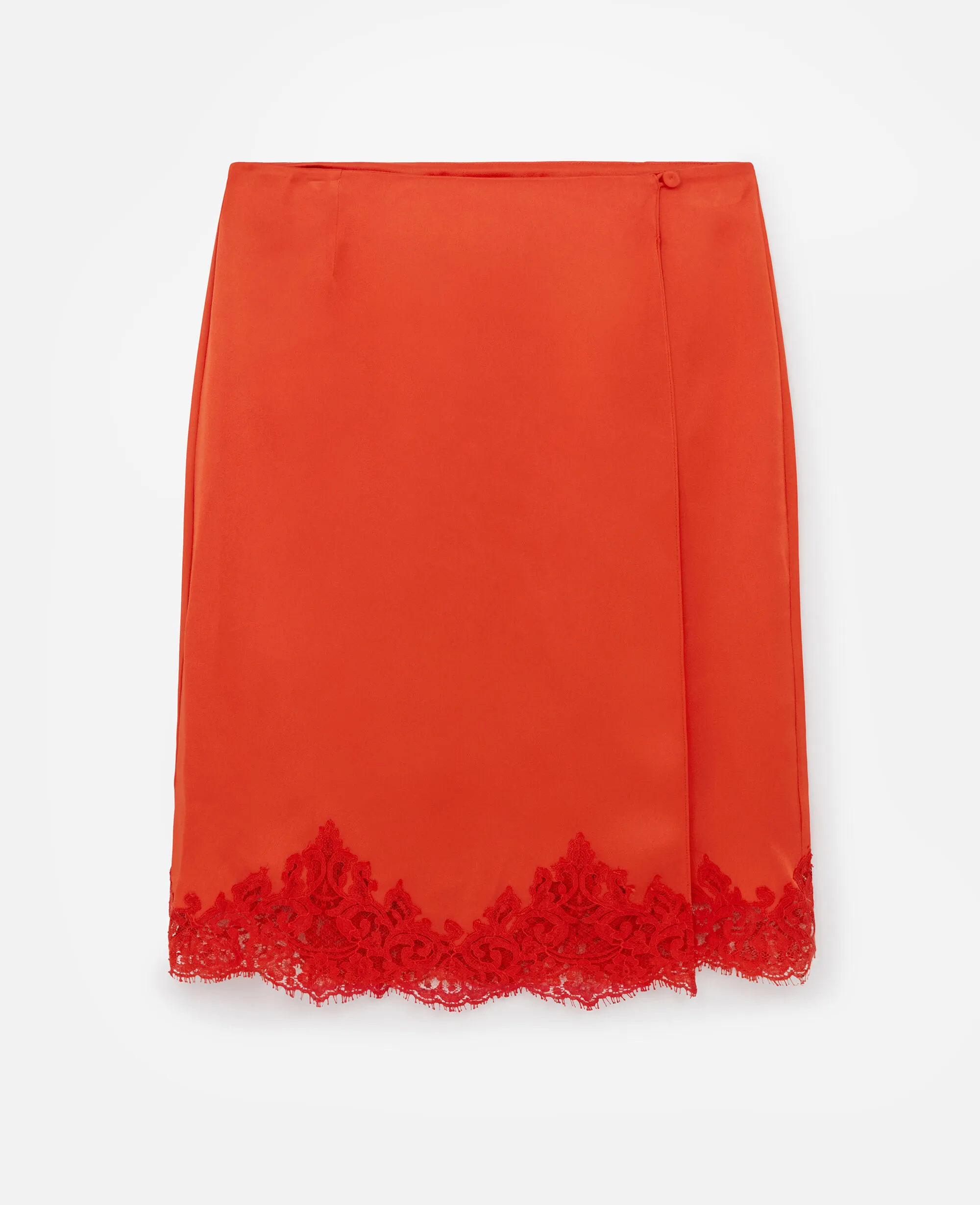 Lace Satin Midi Skirt