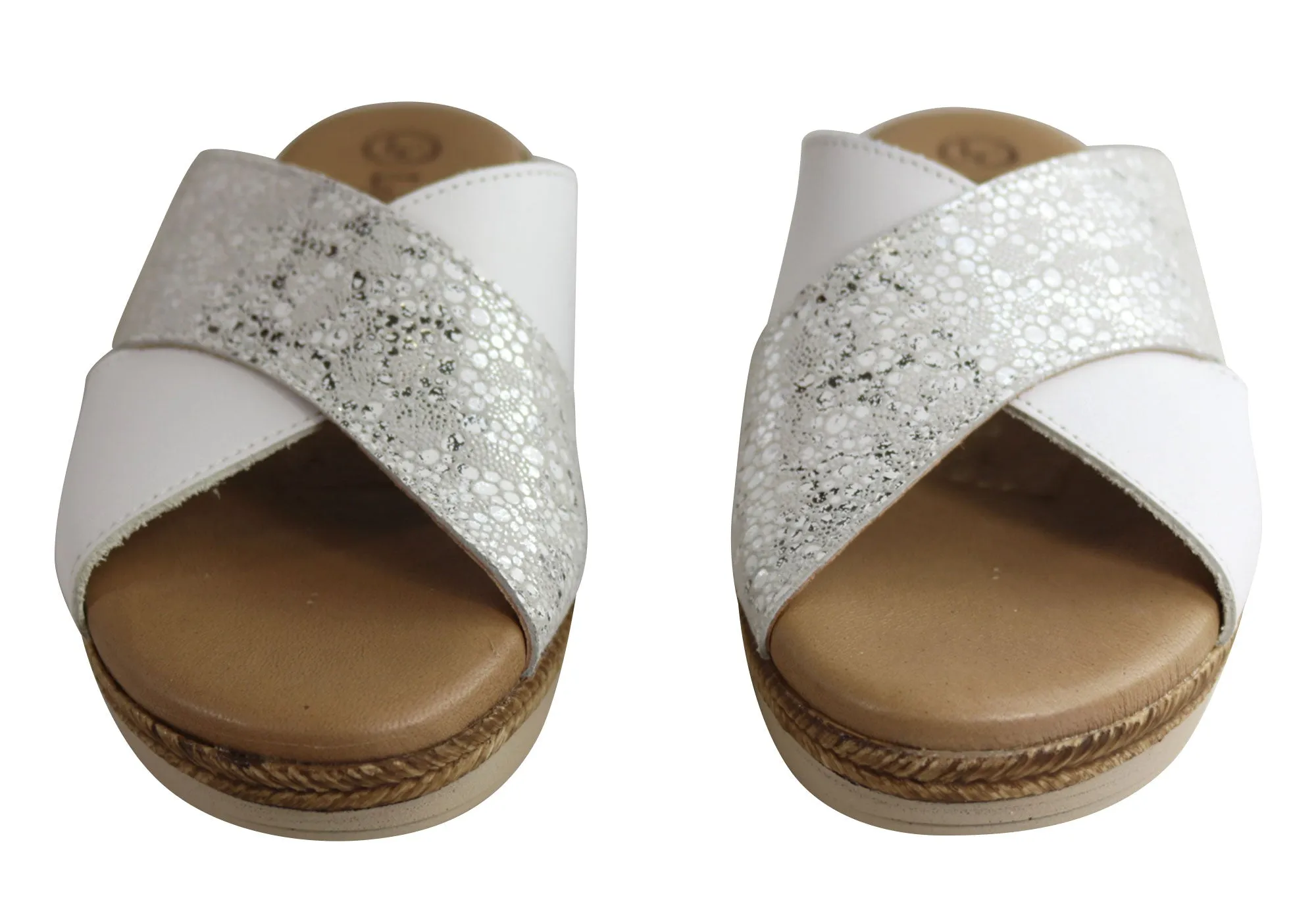 Lola Canales Anita Womens Comfort Leather Slides Sandals Made In Spain