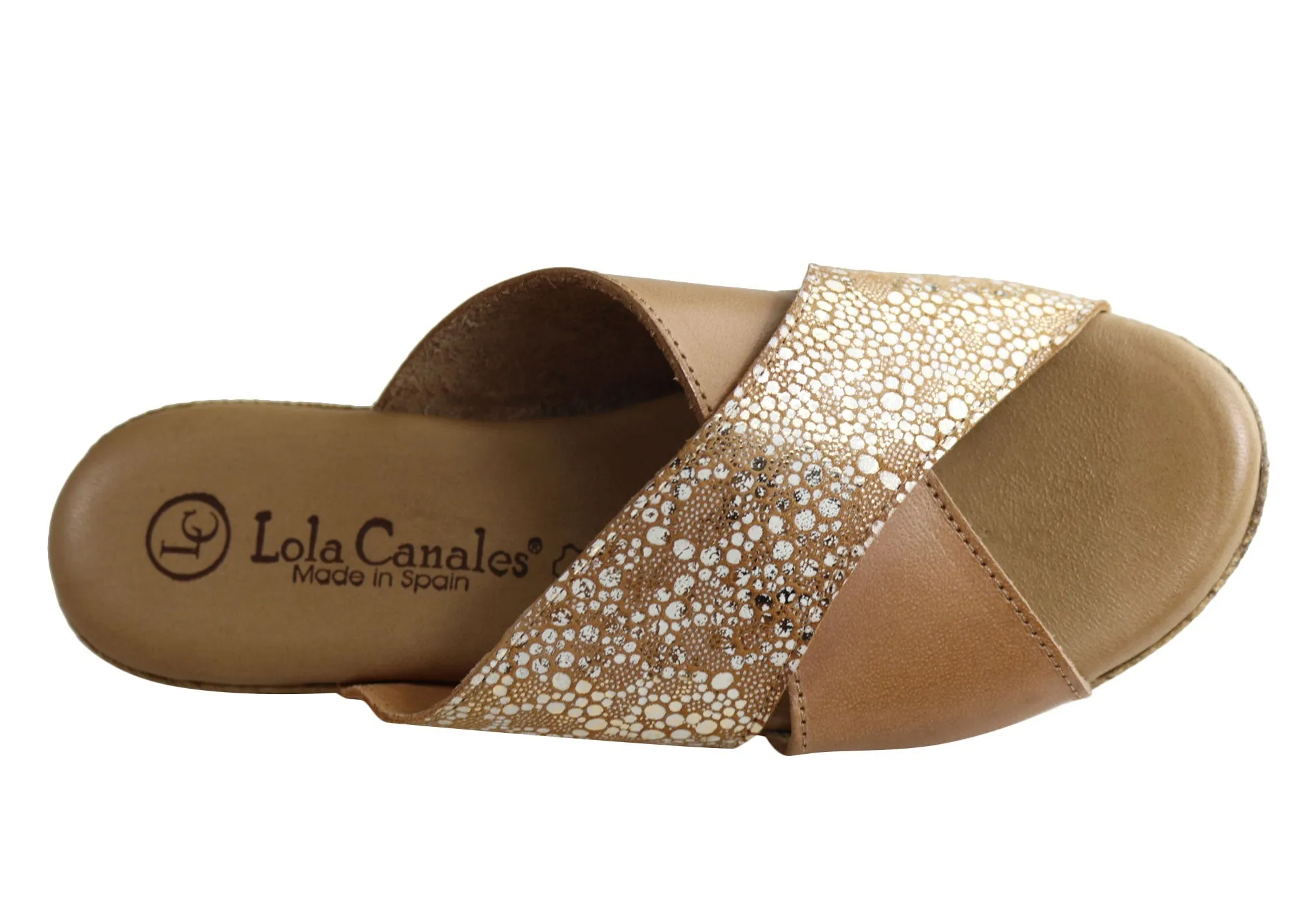 Lola Canales Anita Womens Comfort Leather Slides Sandals Made In Spain