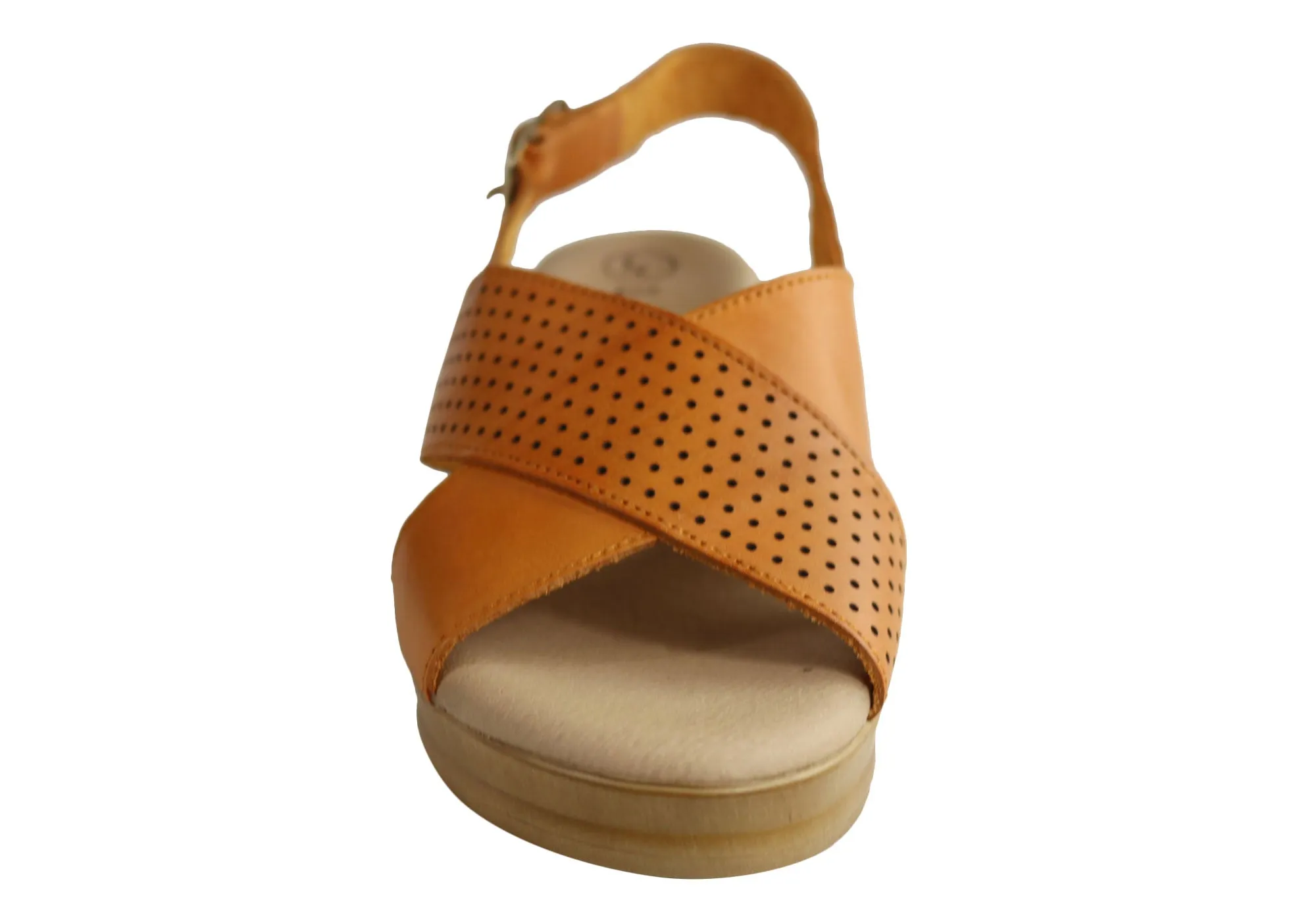 Lola Canales Eden Womens Comfort Leather Wedge Sandals Made In Spain