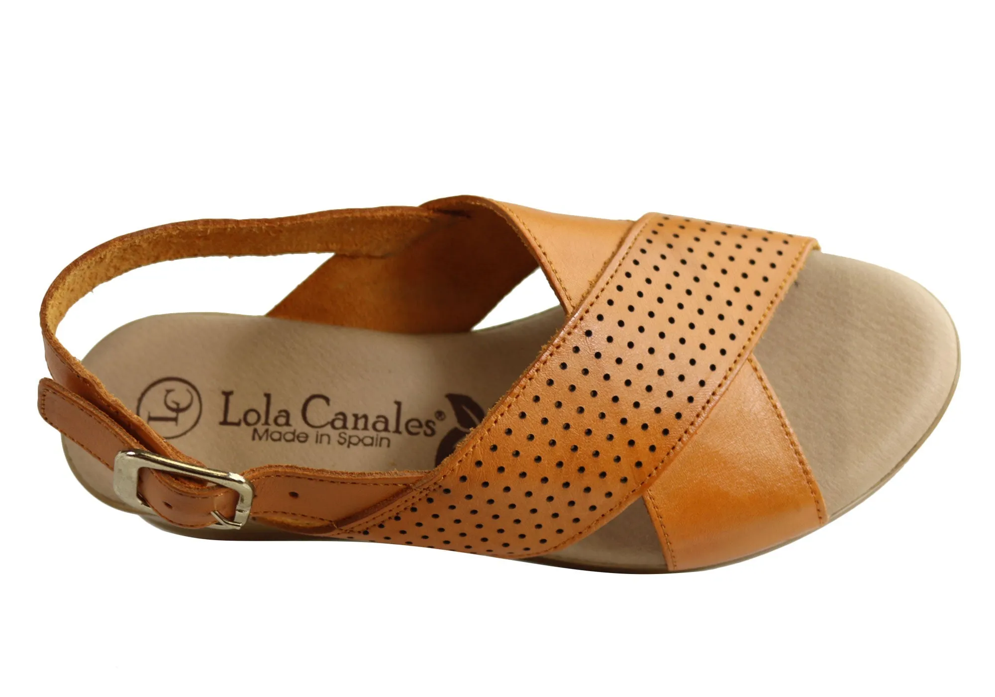 Lola Canales Eden Womens Comfort Leather Wedge Sandals Made In Spain