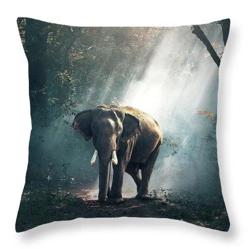 Lone Elephant - Throw Pillow