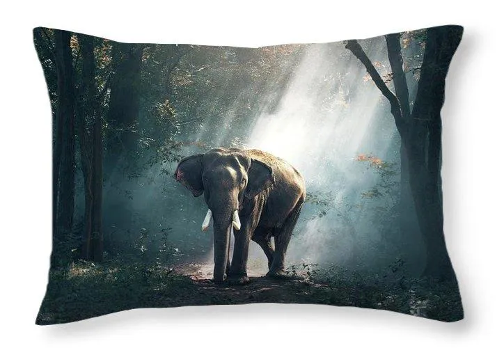 Lone Elephant - Throw Pillow