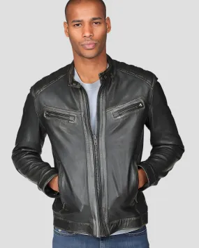 Lucas Black Motorcycle Leather Jacket