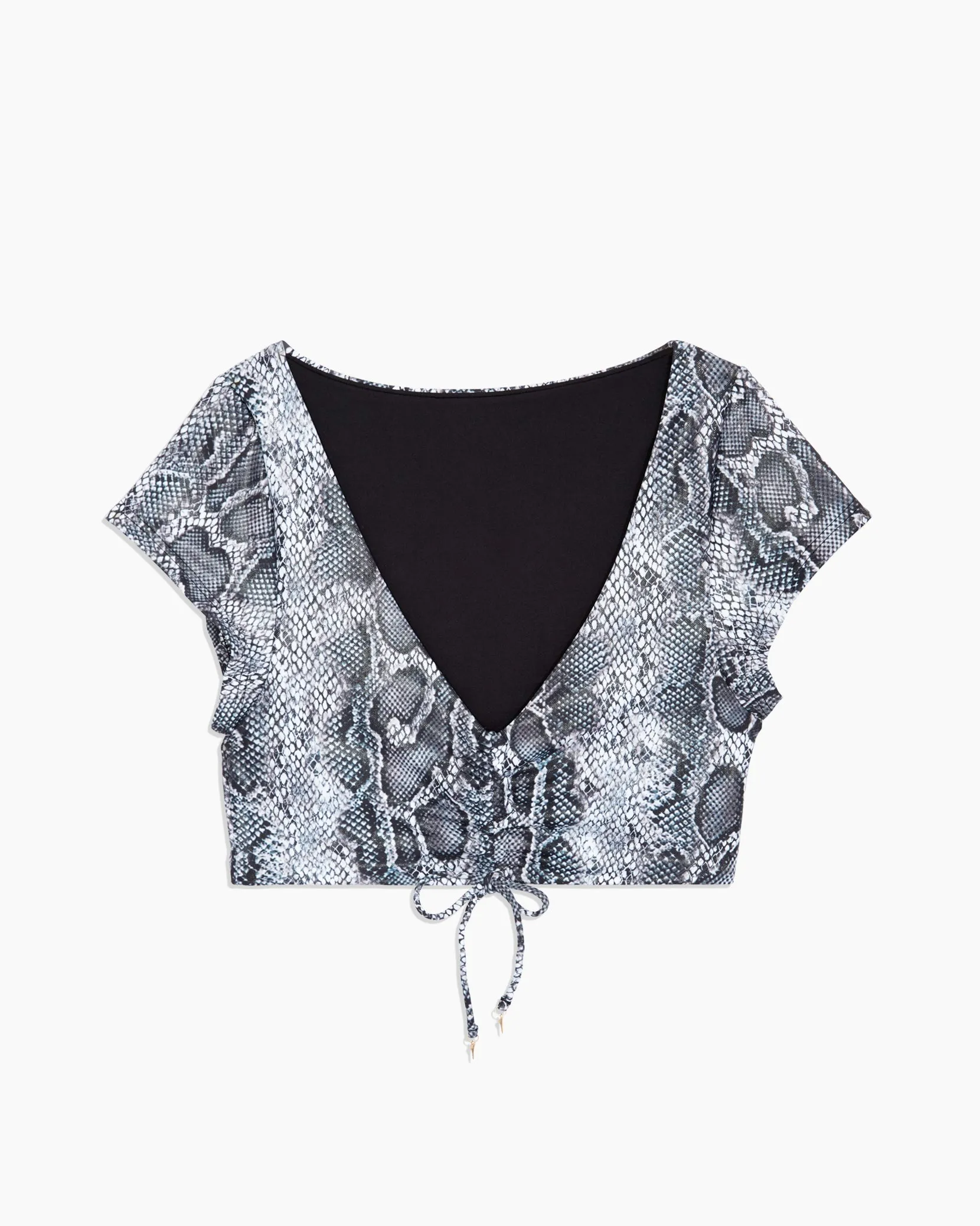 Mara Foil Snake Bikini Top | Grey