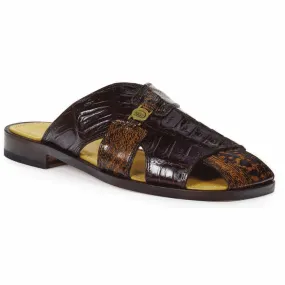 Mauri 1615 Barabino Shark & Crocodile Sandals Brown & Gold Rust (Special Order)