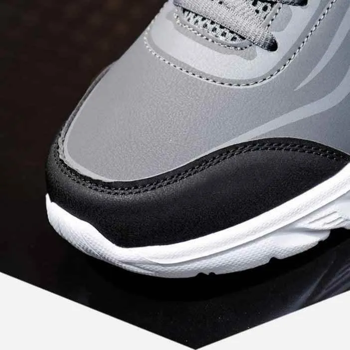 Men's Lightweight Leather Sneakers: HZ153 Casual Sport Running Shoes