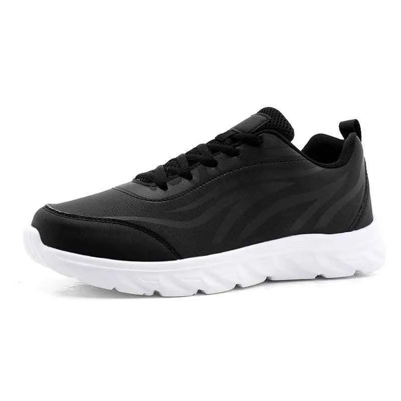 Men's Lightweight Leather Sneakers: HZ153 Casual Sport Running Shoes