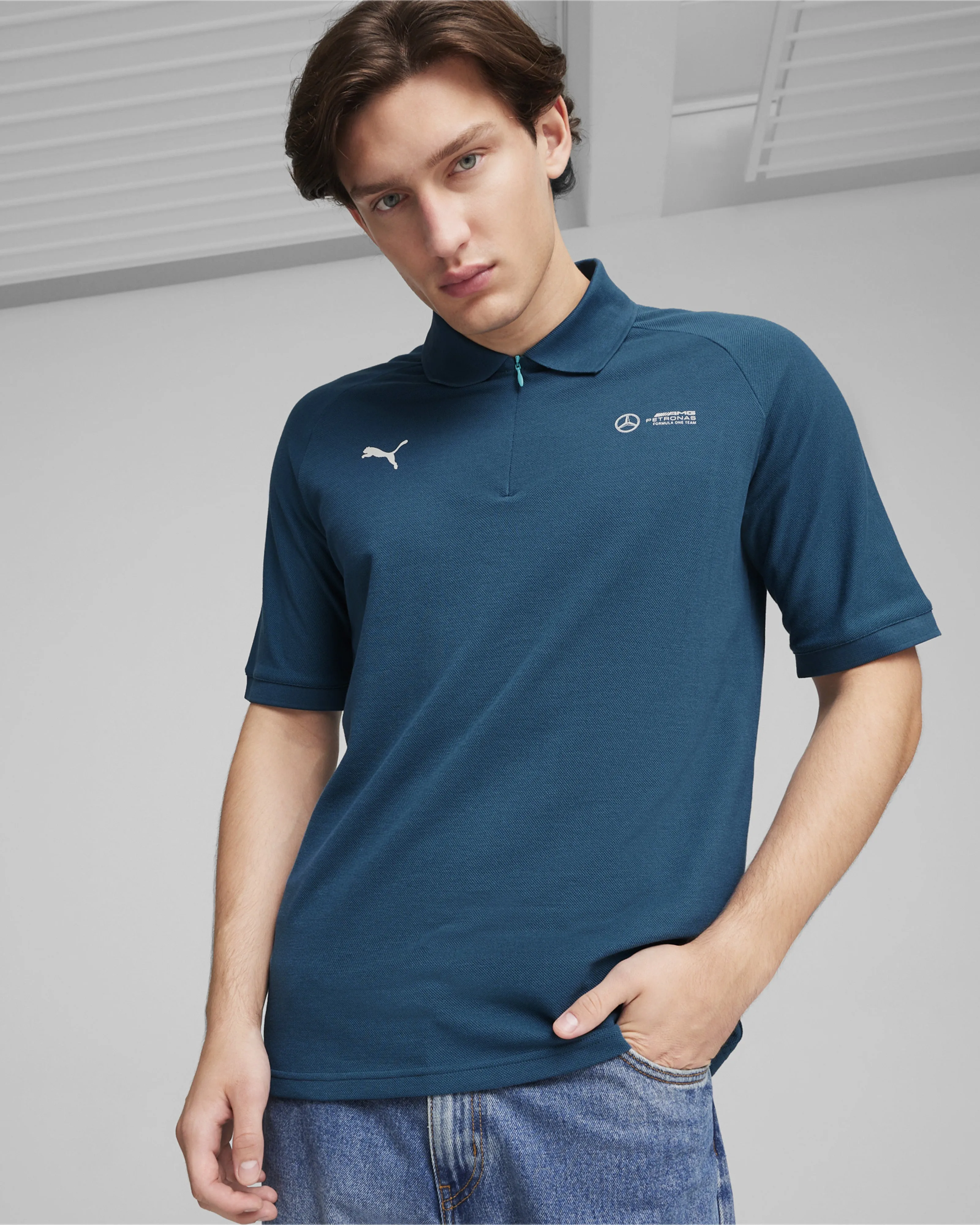 Mens Puma Pique Polo Blue