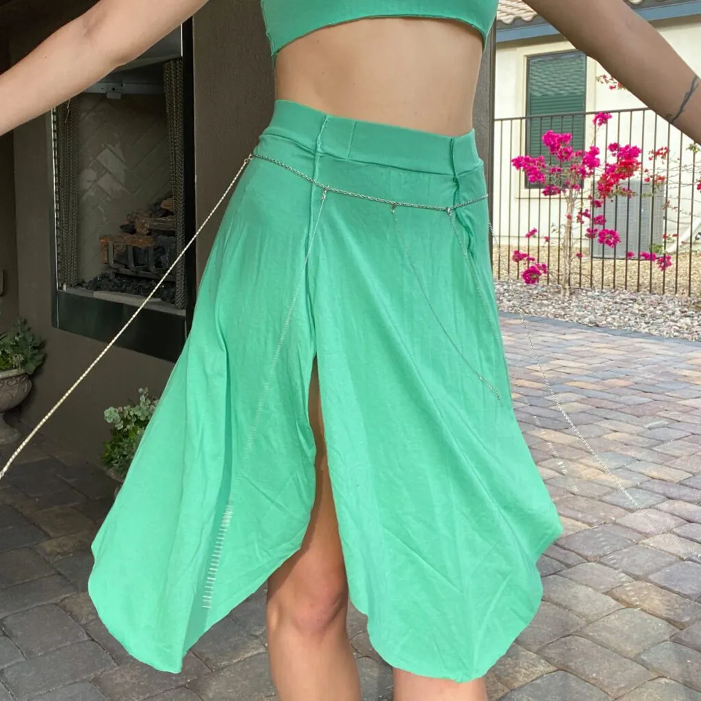 mint green petal skirt