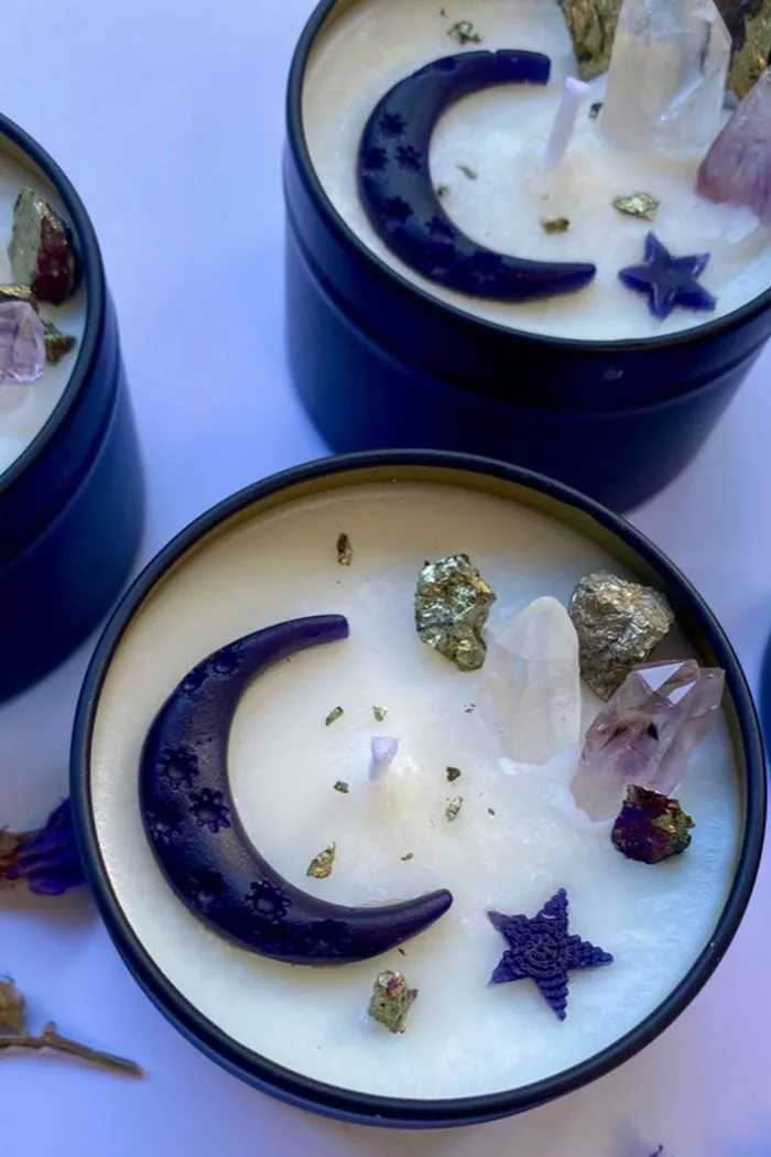 Moon Crescent Crystal Candles