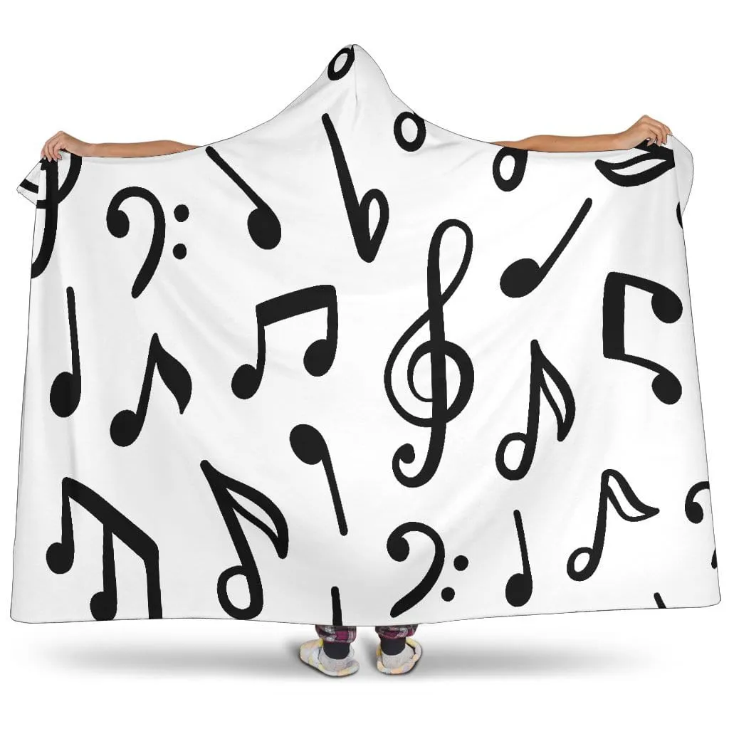 Music Notes Hooded Blanket