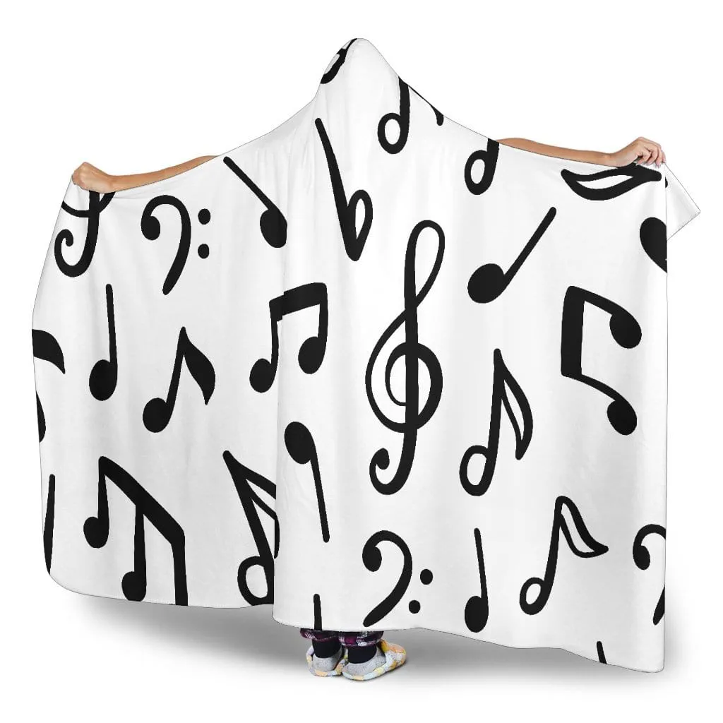 Music Notes Hooded Blanket