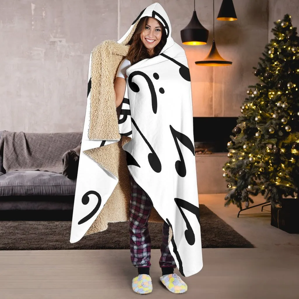 Music Notes Hooded Blanket