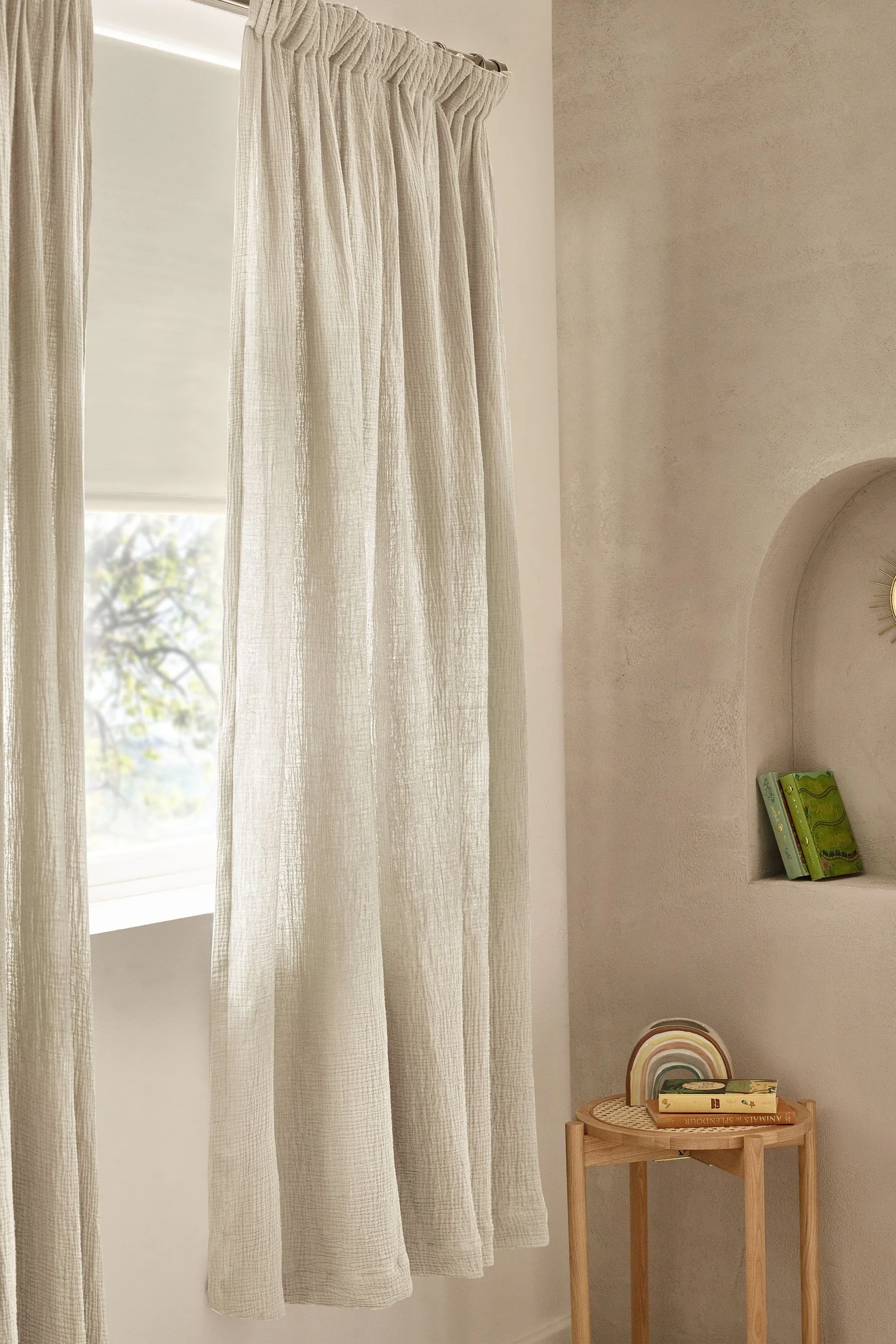 Natural 100% Cotton Crinkle Pencil Pleat Curtains