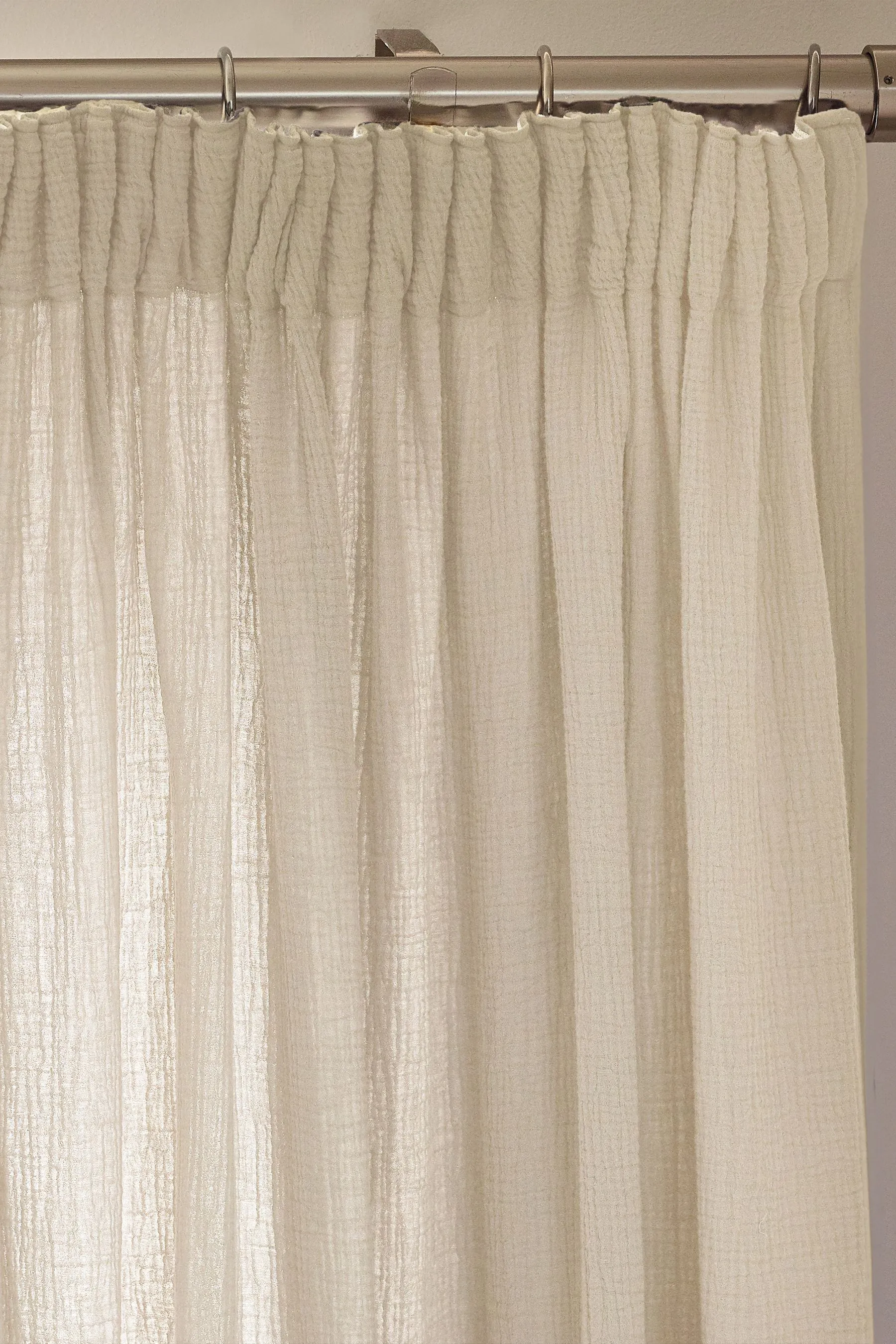 Natural 100% Cotton Crinkle Pencil Pleat Curtains