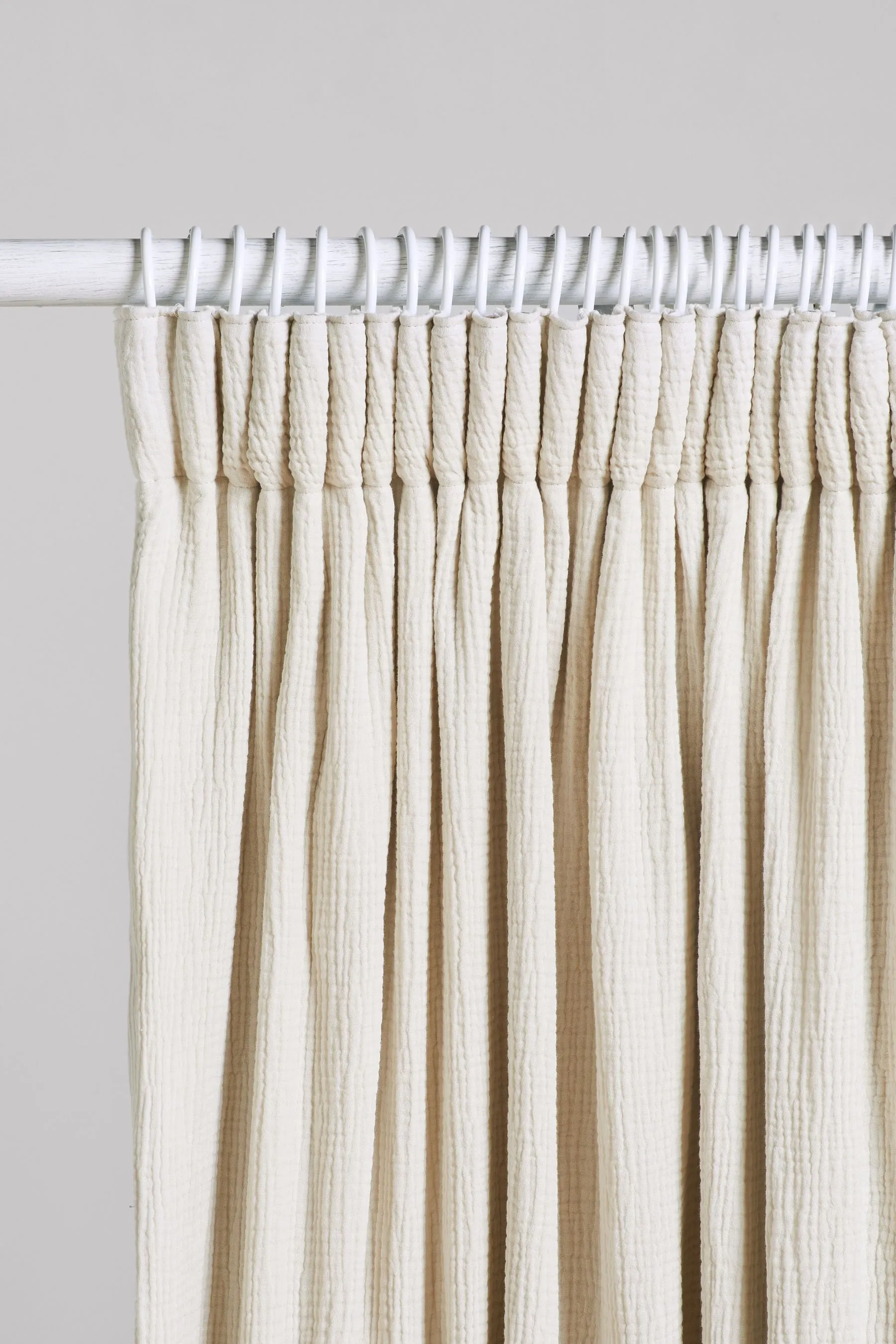 Natural 100% Cotton Crinkle Pencil Pleat Curtains